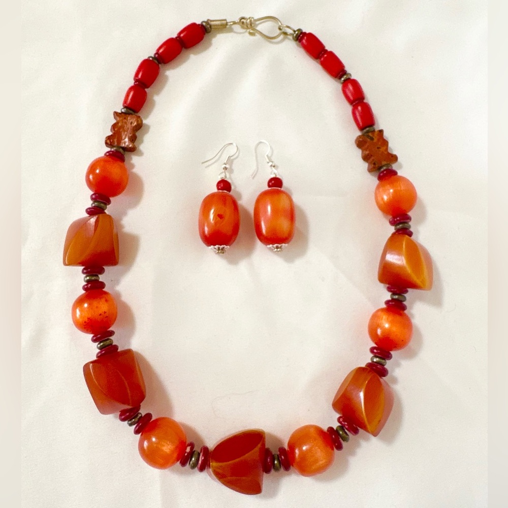 Himalayan Beaded Necklace and Earring Set